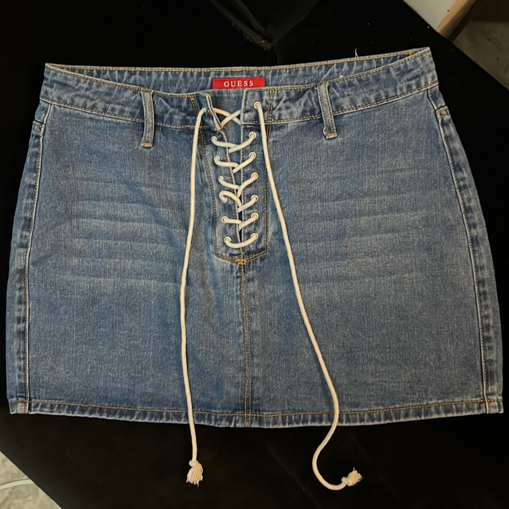 Guess denim lace up mini skirt